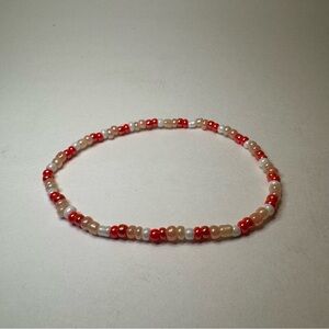Hand Crafted Dreamsicle Glass Beaded Stretch Bracelet